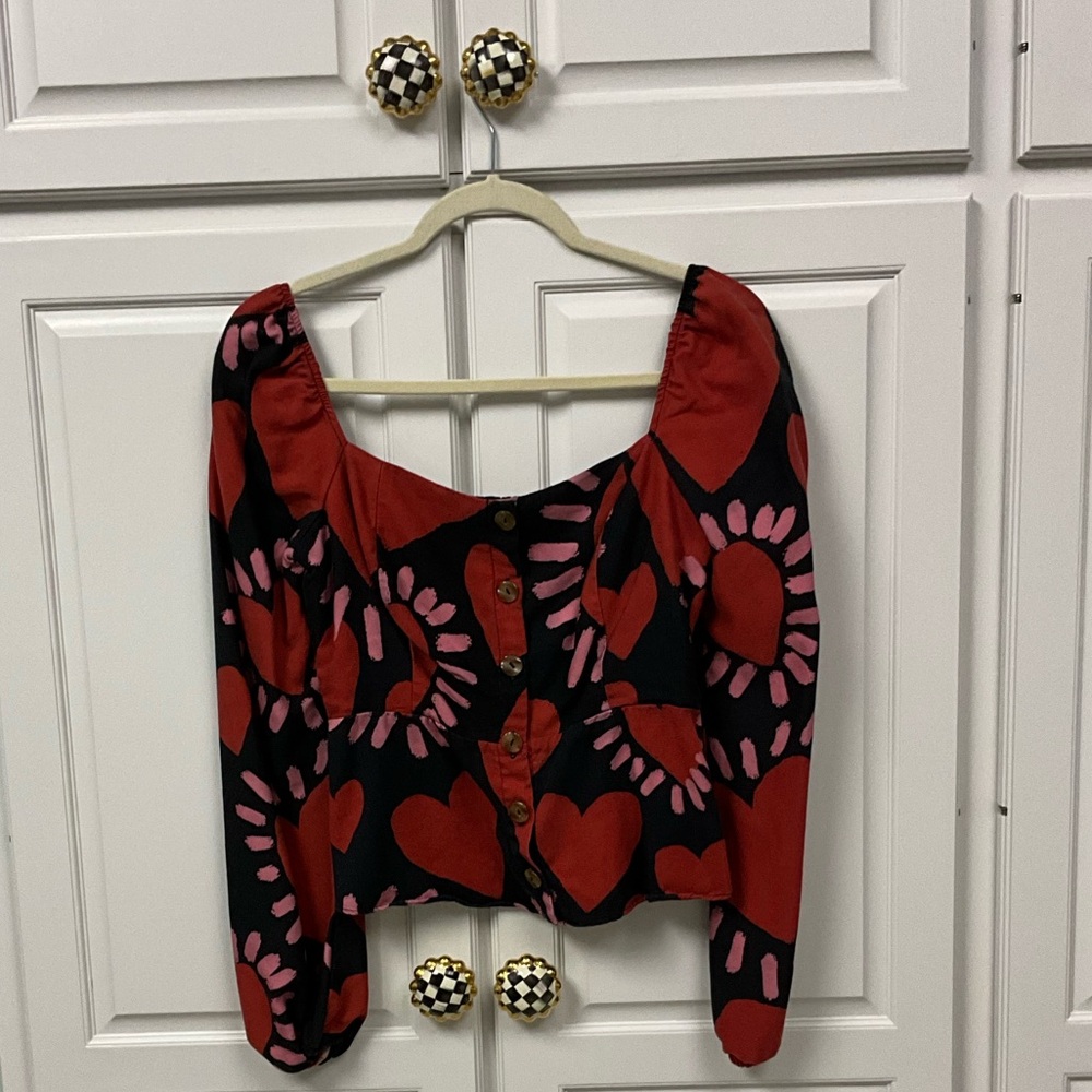 ❤️ Farm Rio Long Sleeve Hearts Blouse ❤️